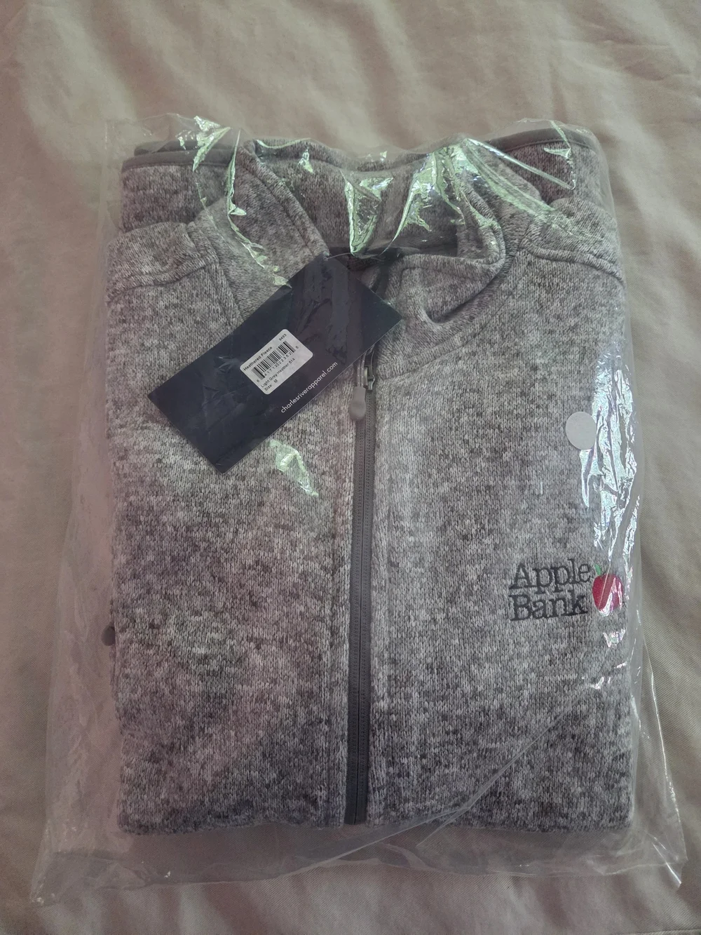 Men's Med Gray Full Zip Jacket w/Apple Bank Logo